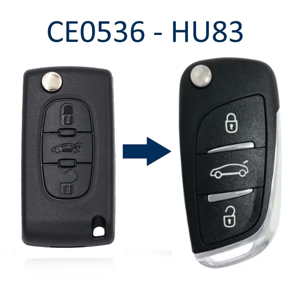 Remote key Citroen/Peugeot/Fiat -2009 3-button (ASK,HU83)